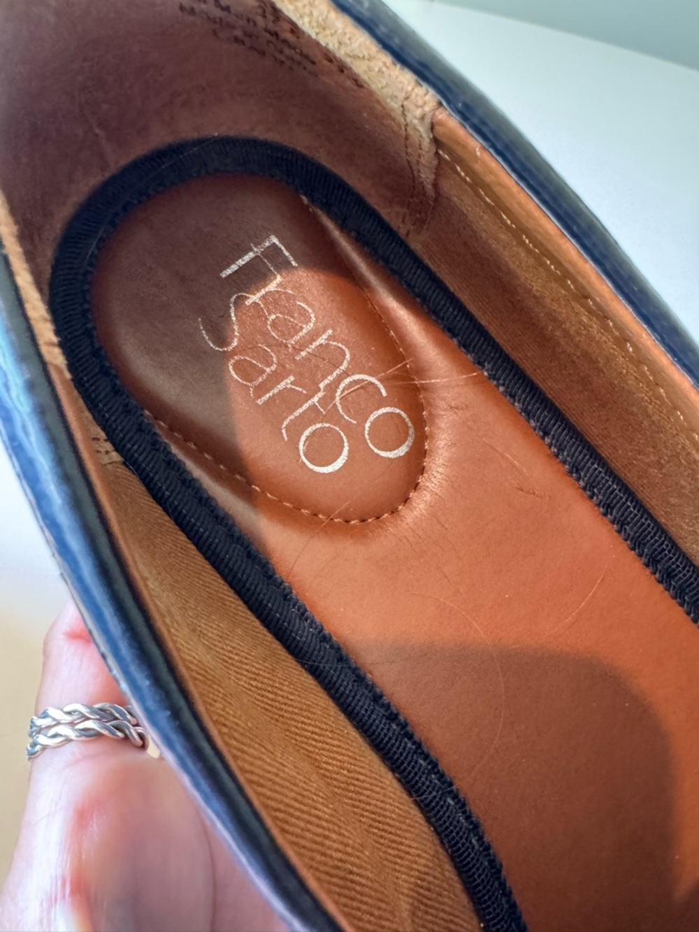 FRANCO SARTO SZ 7.5 “Balín”Faux Patent Leather Lug Sole Loafers - Navy - Picture 6 of 12
